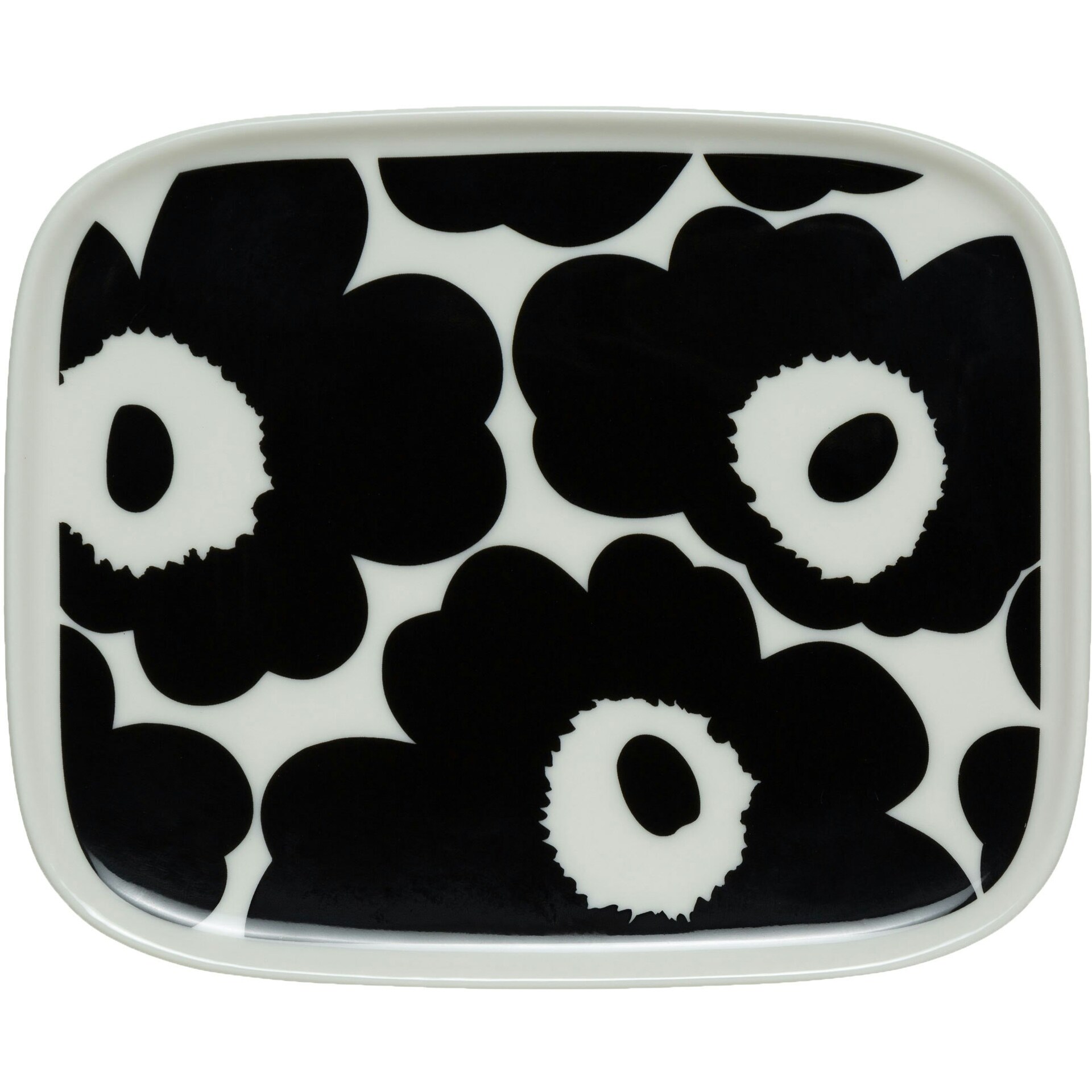 Oiva/Unikko Plate 12x15 cm, Black / White - Marimekko @ 