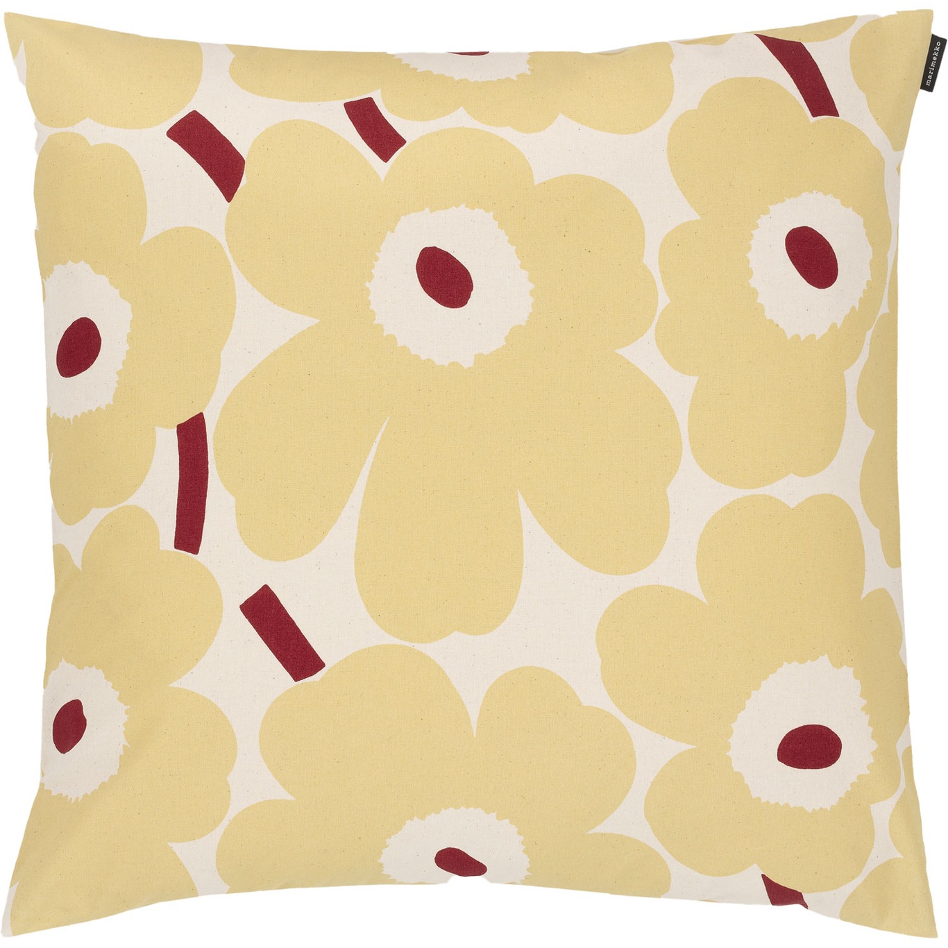 Pieni Unikko Cushion Cover 50x50 cm, Red / Butter Yellow / Cotton