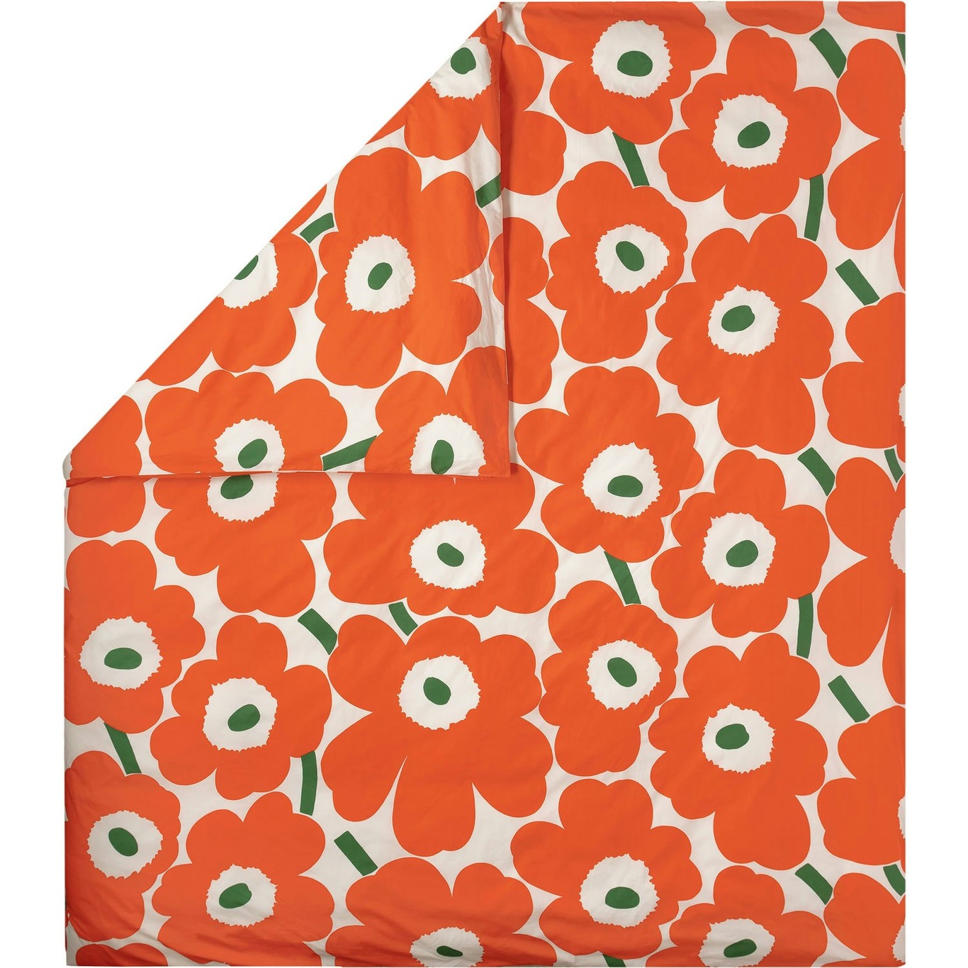 Unikko Duvet Cover Off-white / Orange / Green, 240x220 cm