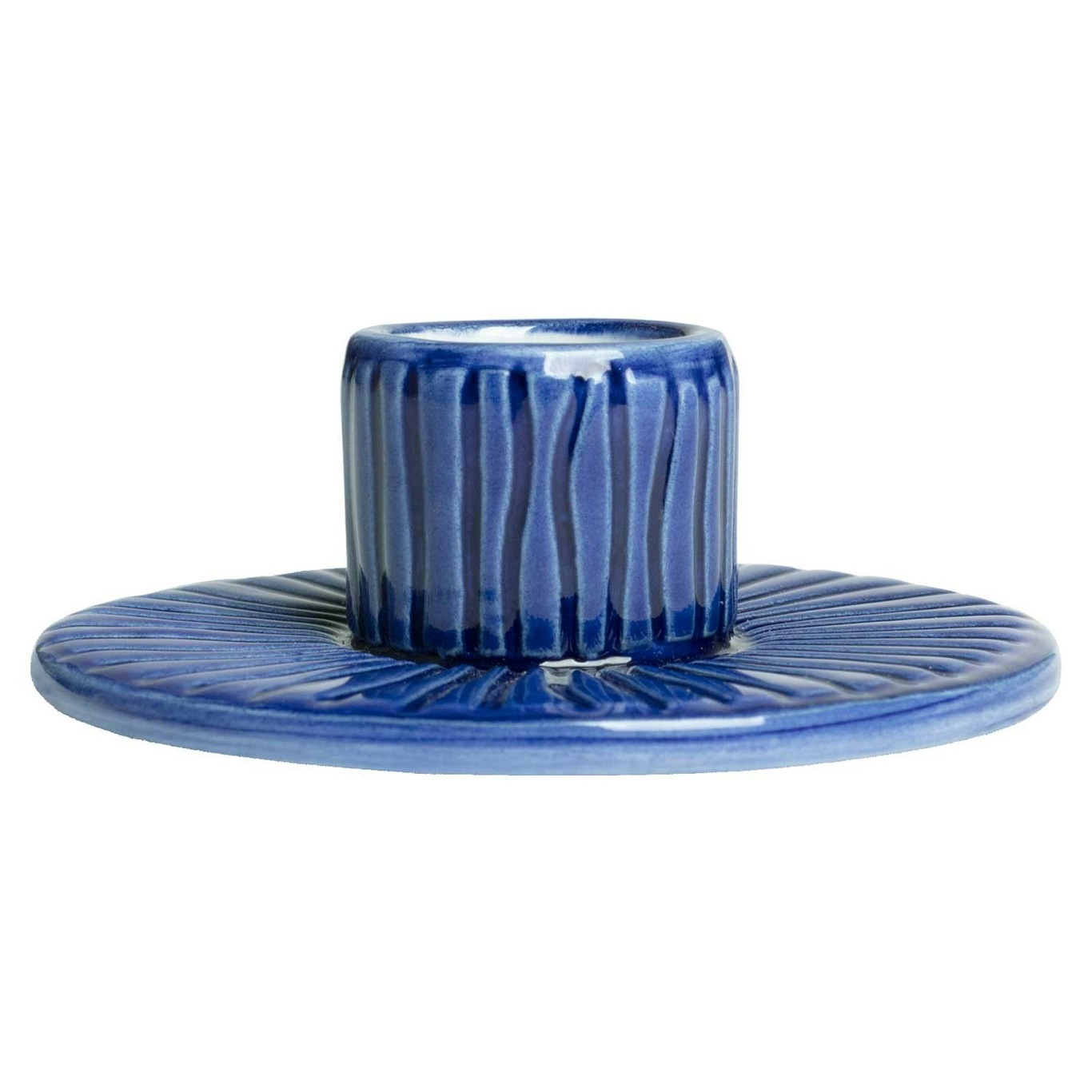 Stripes Candle Holder 8 cm, Blue