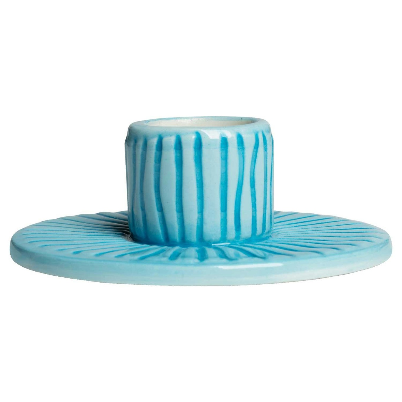 Stripes Candle Holder 8 cm, Turquoise