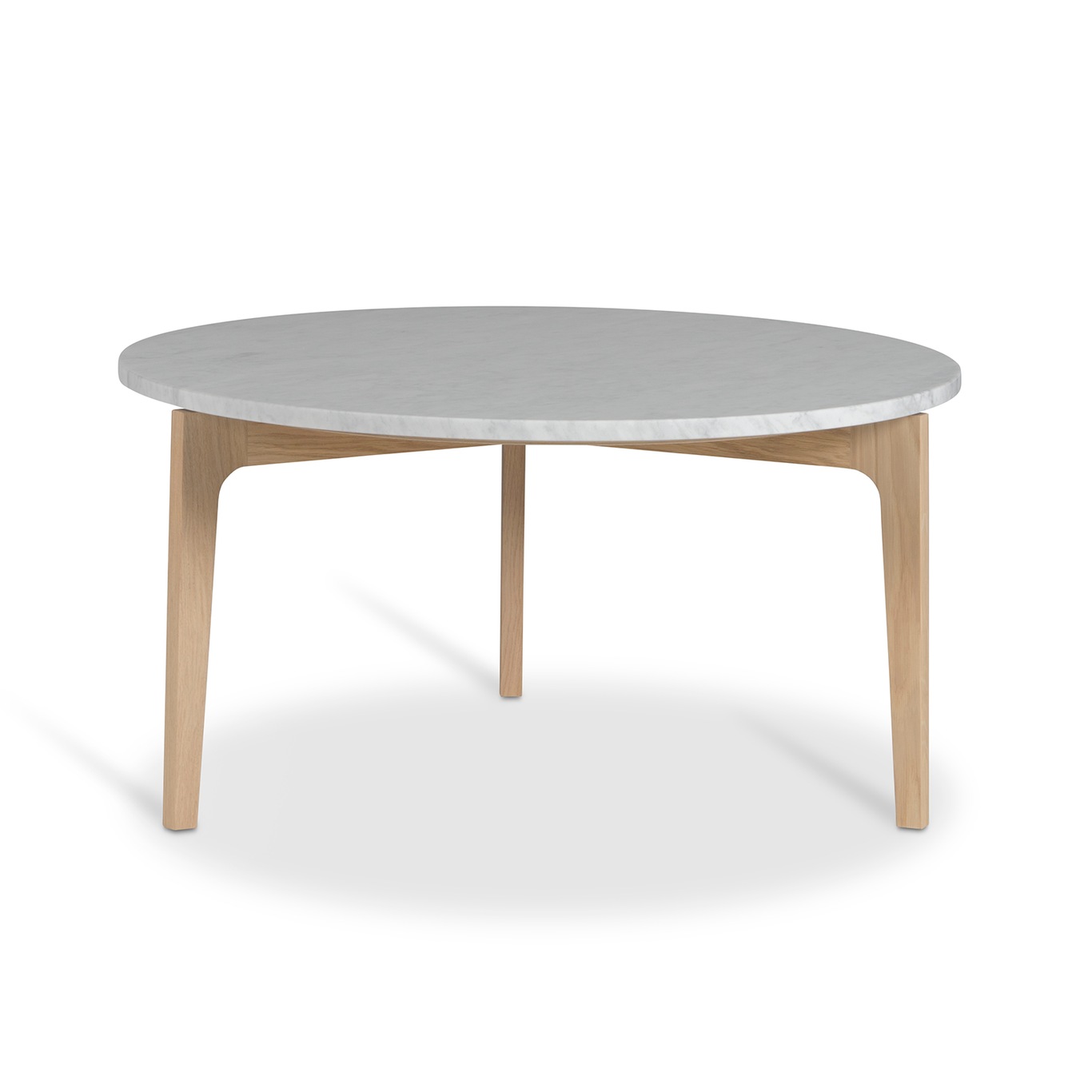Höllviken Coffee Table Ø80x41 cm, White Pigmented Oak/Carrara Marble