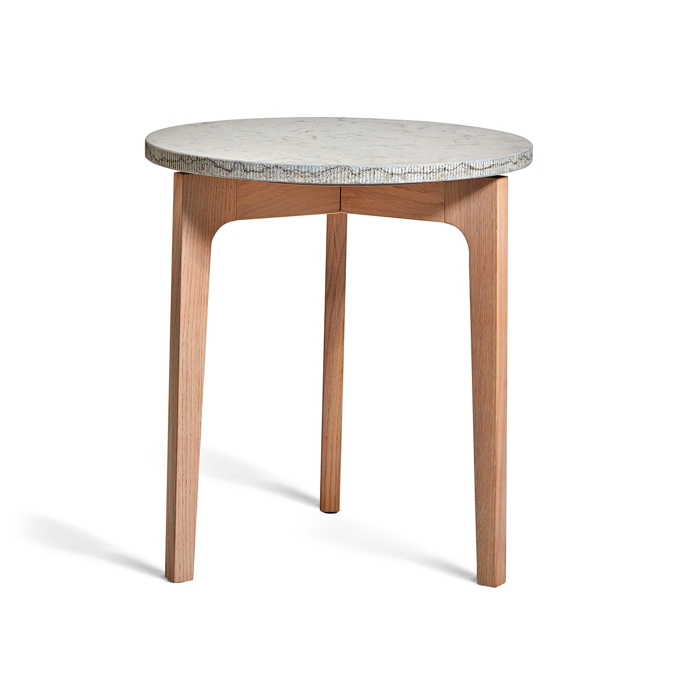 Höllviken Side Table Ø45x50 cm, White Pigmented Oak/Limestone