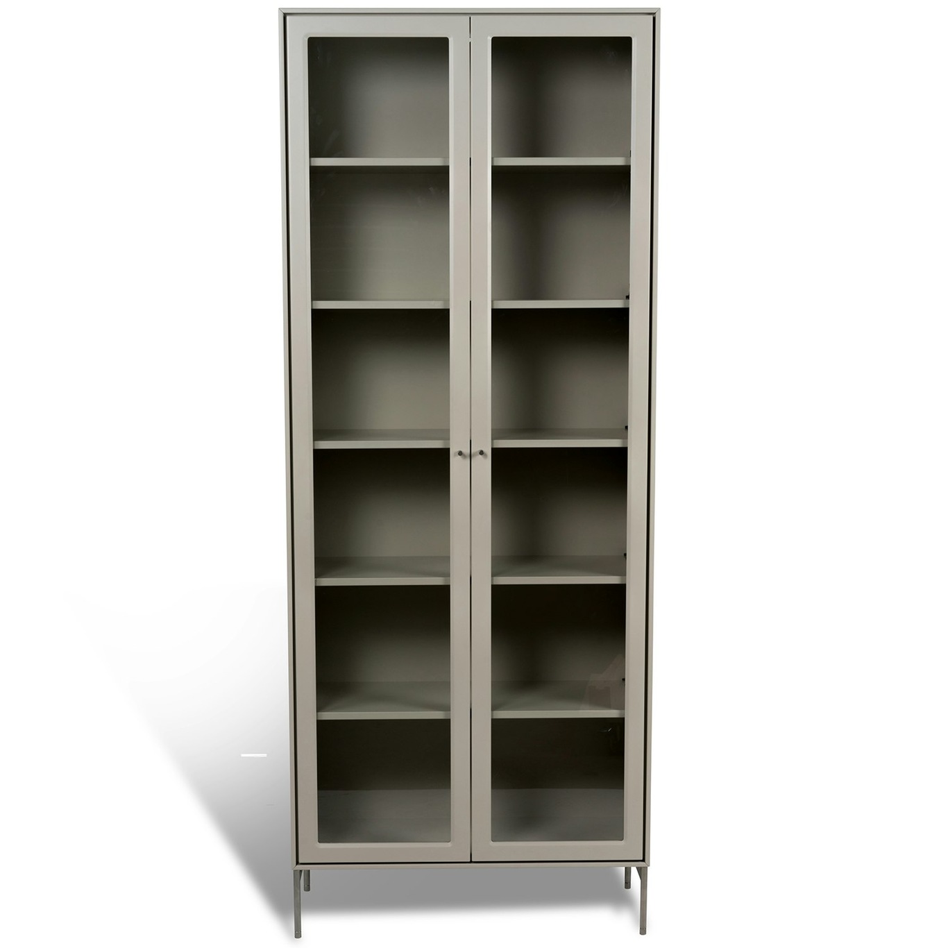 Volt Cabinet With Glass Doors 190 cm, Beige/Stainless Steel