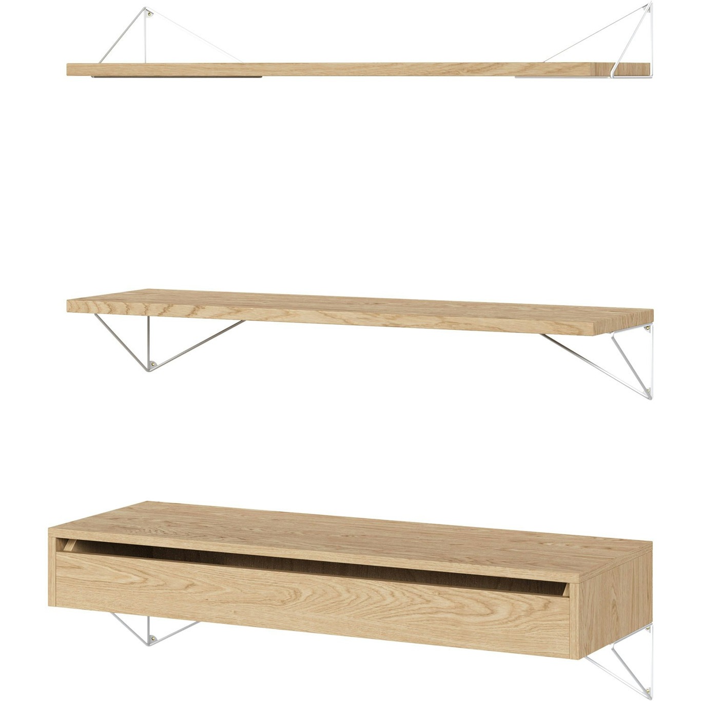 Pythagoras Shelf Set With Drawer L, Oak / White