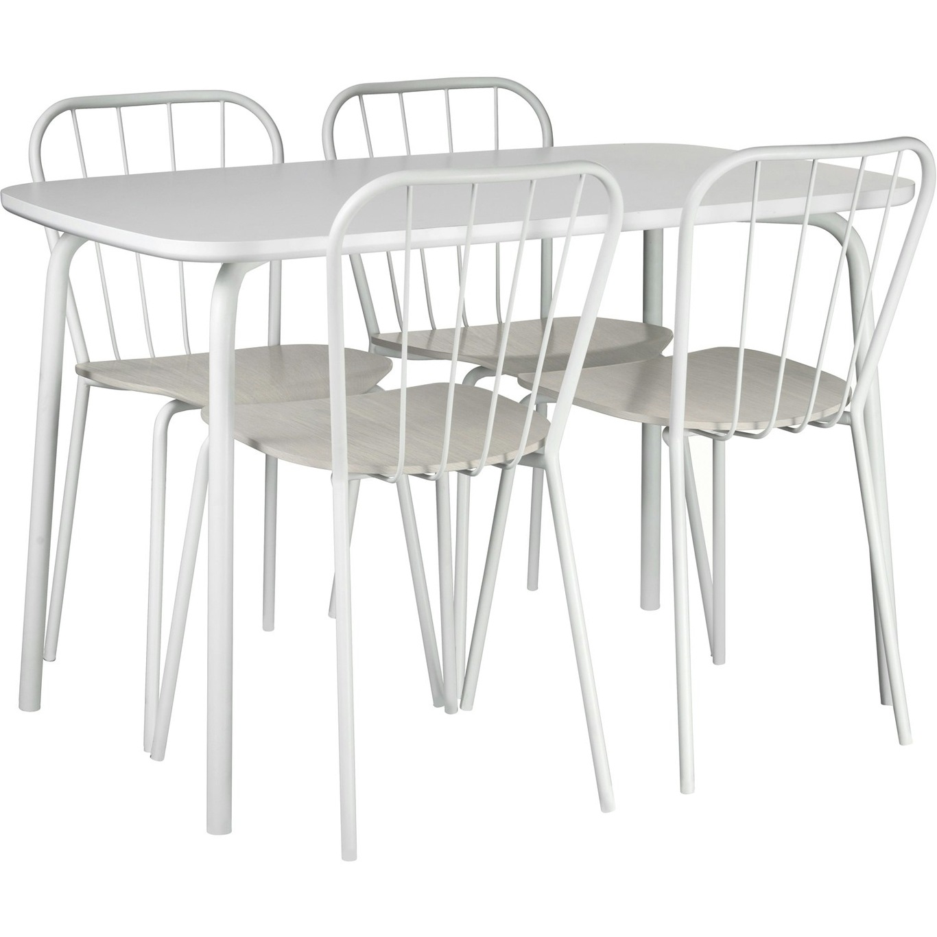 Same Table Set 4 Seats, White/White Oak