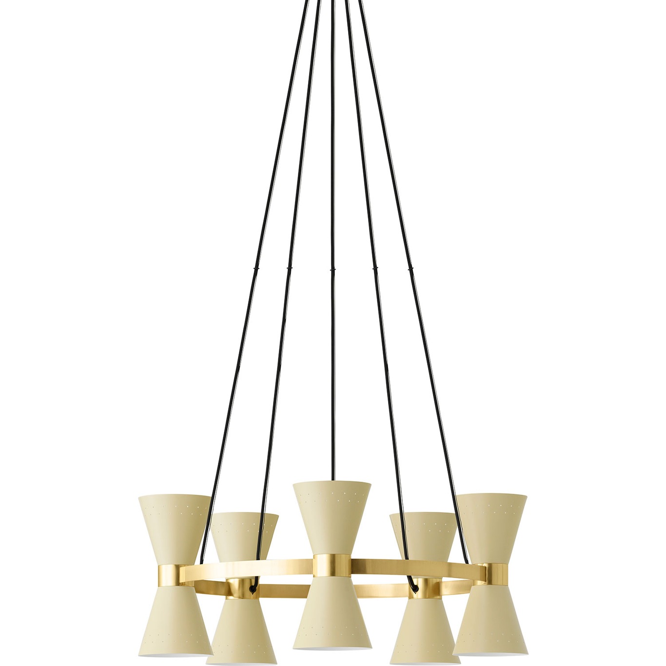 Collector Chandelier 5, Creme/Polished Brass