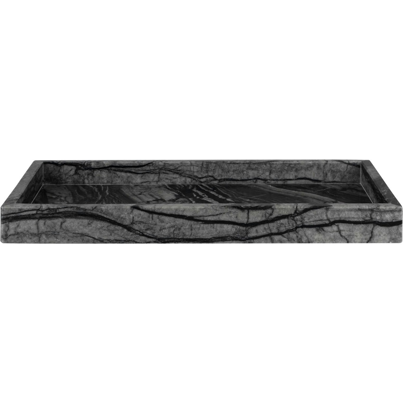 MARBLE Tray 16x31 cm, Black/Grey
