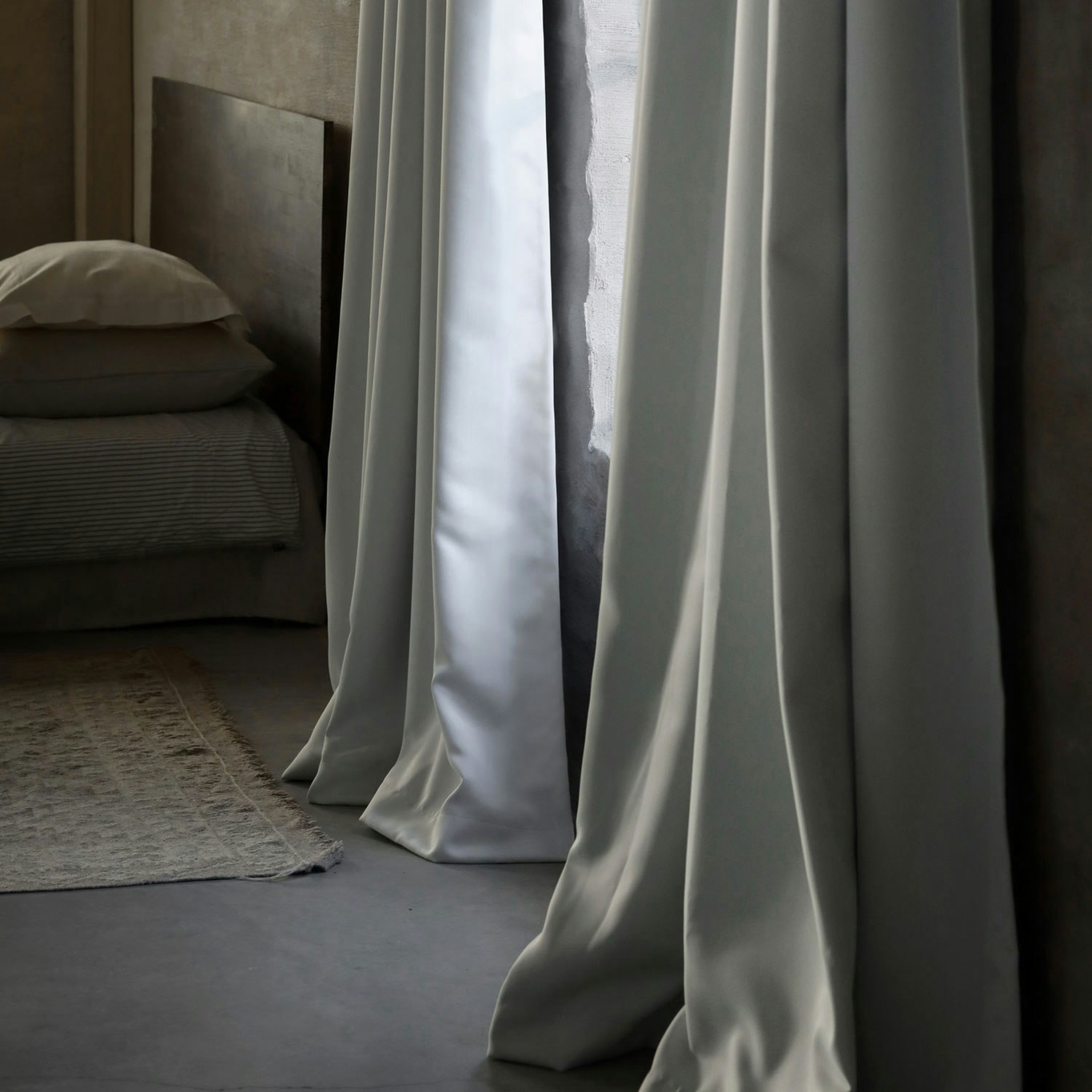 Hotel Blackout Curtain Double Width, Grey White, 290x250 cm