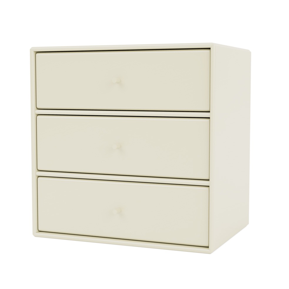 Mini 1007 Shelf With Three Drawers, Vanilla