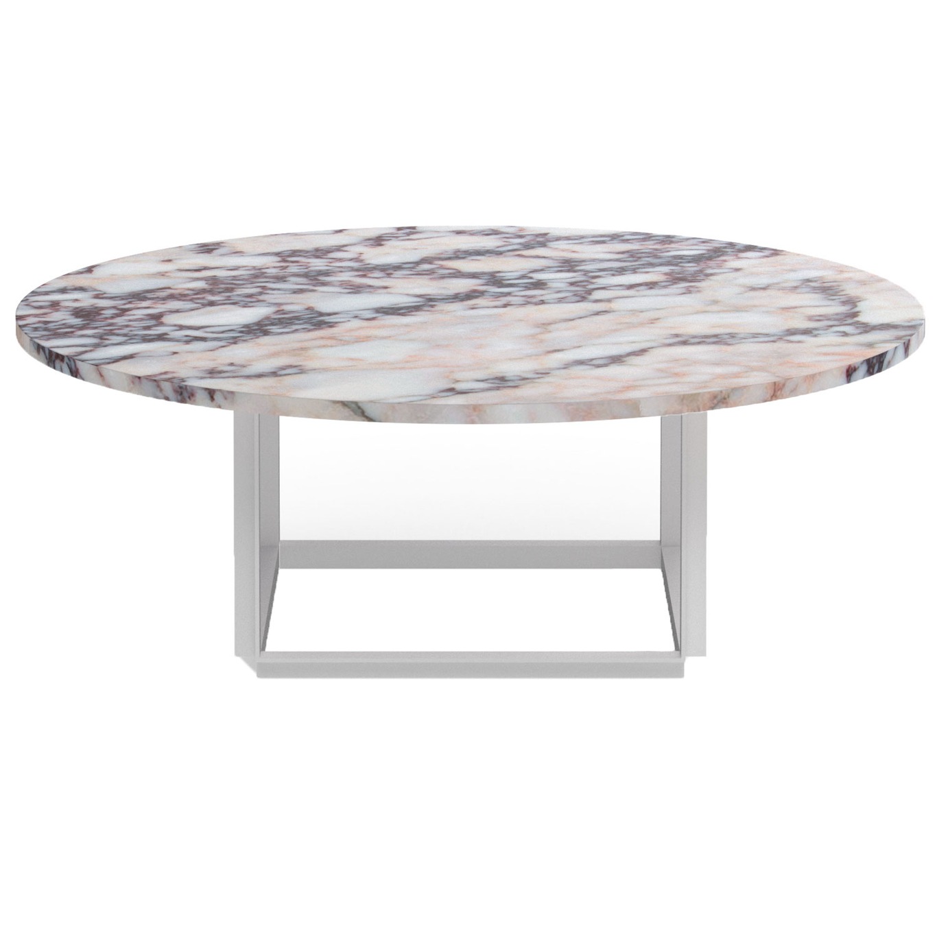 Florence Coffee Table 90 cm, White Viola Marble / White