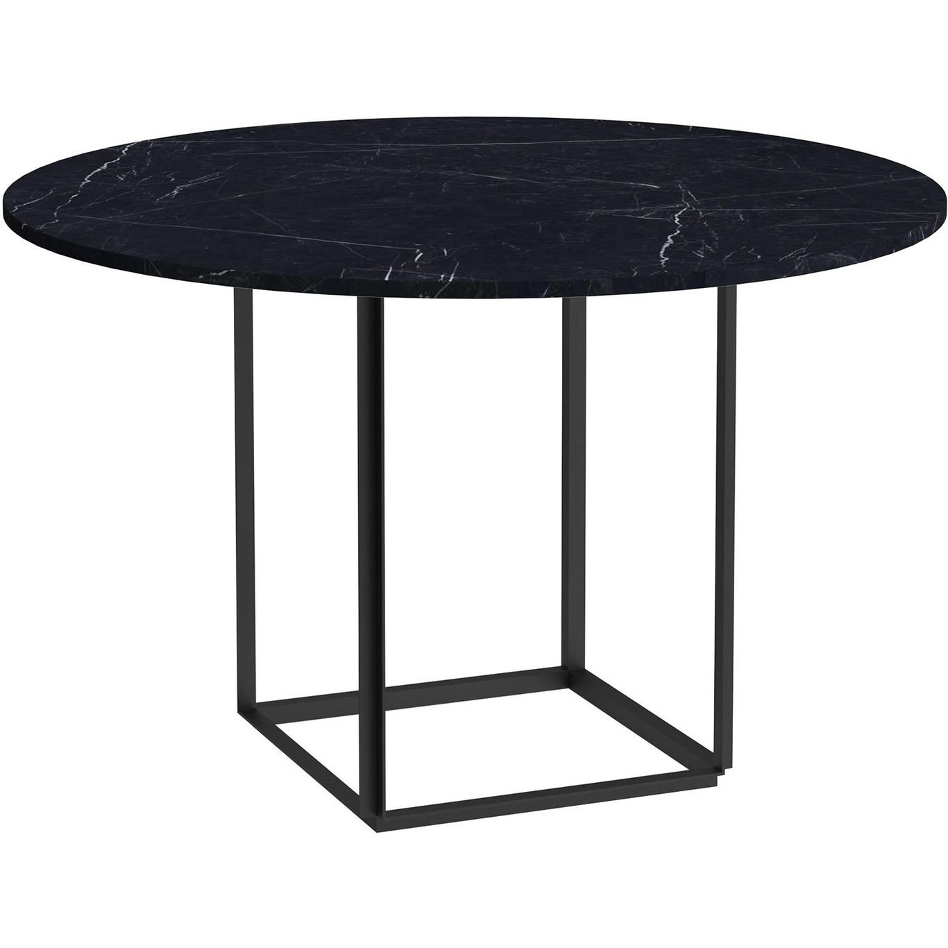 Florence Dining Table 120 cm, Black Marble / Black