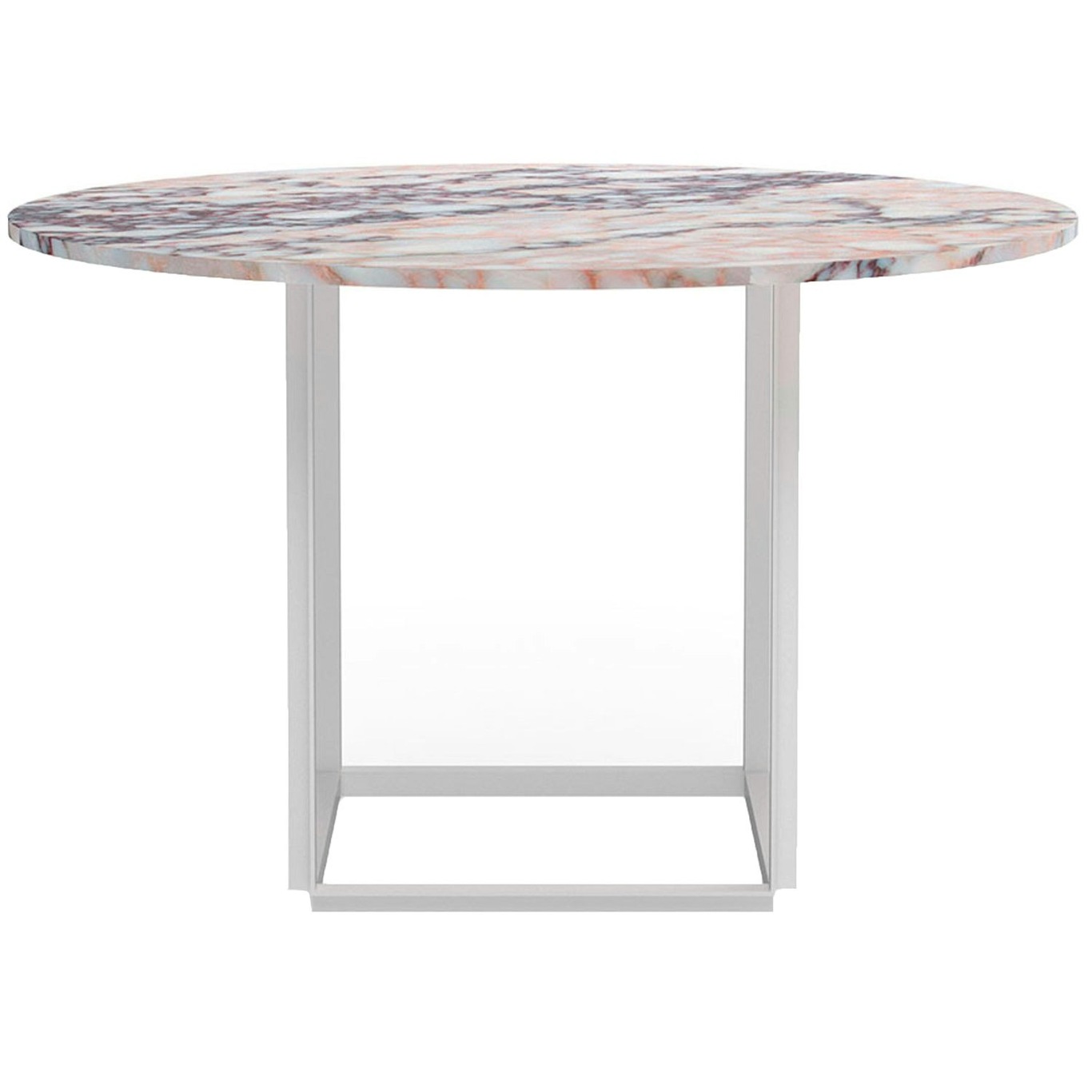 Florence Dining Table 120 cm, White Viola Marble / White