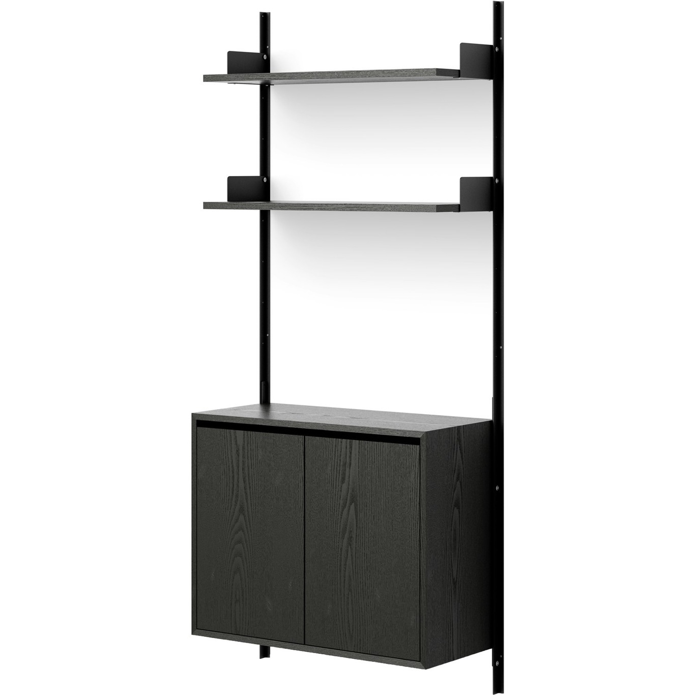 Wall Shelf 1900 Tall Cabinet With Doors, Black Ash
