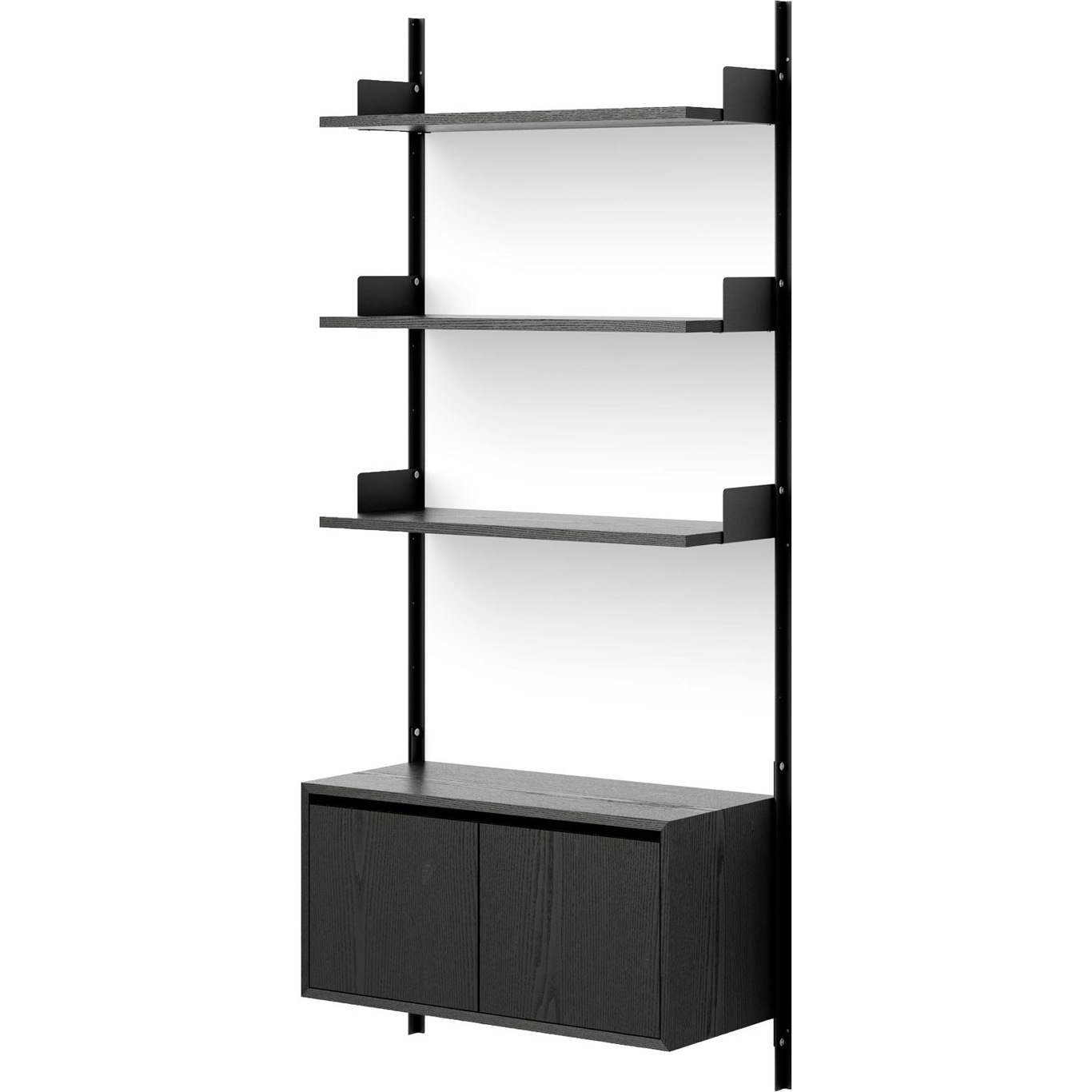 Wall Shelf 1900 Low Cabinet With Doors, Black Ash