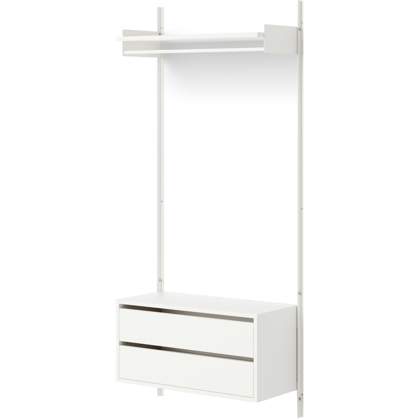 Wardrobe Wall Shelf 1 Cabinet With Drawers, White