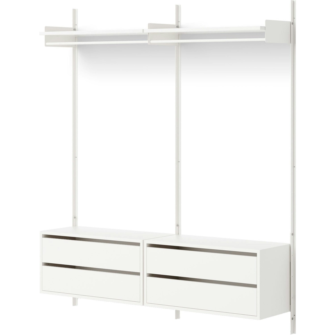 Wardrobe Wall Shelf 2 Cabinets With Drawers, White