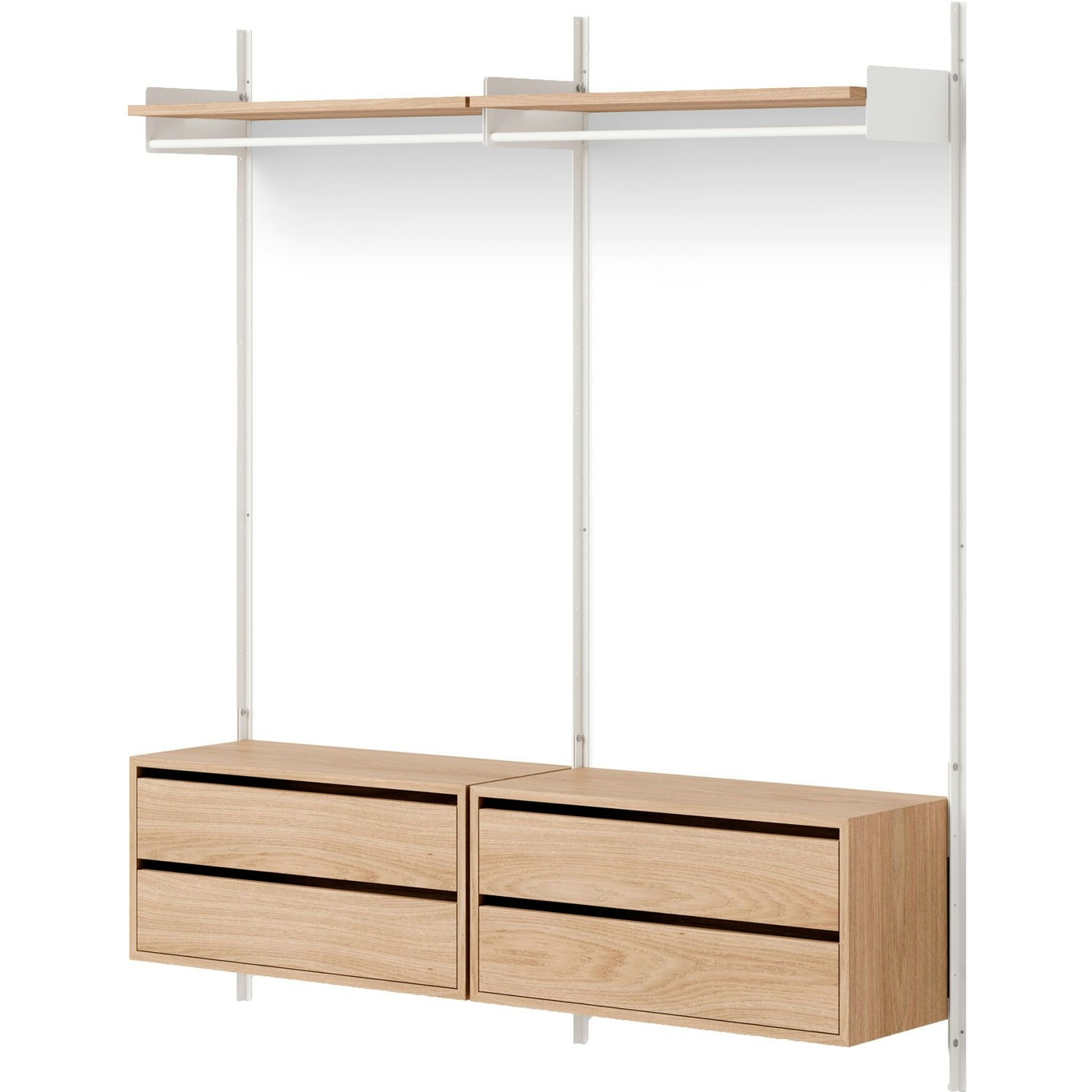 Wardrobe Wall Shelf 2 Cabinets With Drawers, Oak