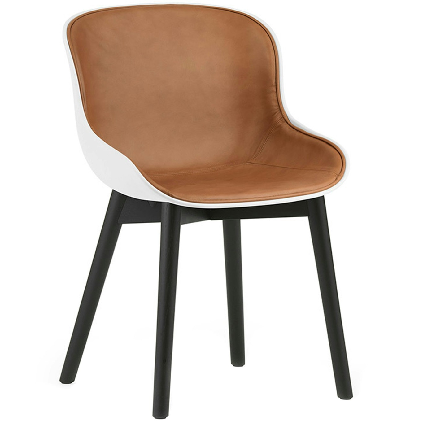 Hyg Chair, Upholstered Front, Brandy Leather / Black Oak