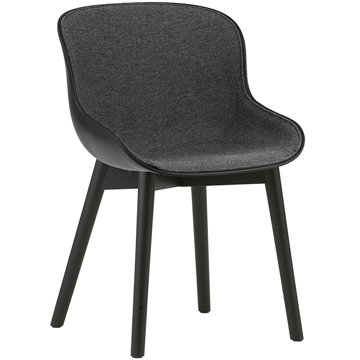 Hyg Chair, Upholstered Front, Dark Grey Melange / Black Oak