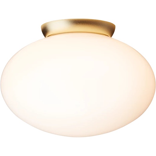 Rizzatto 301 Flush Ceiling Light, Brass / Opal
