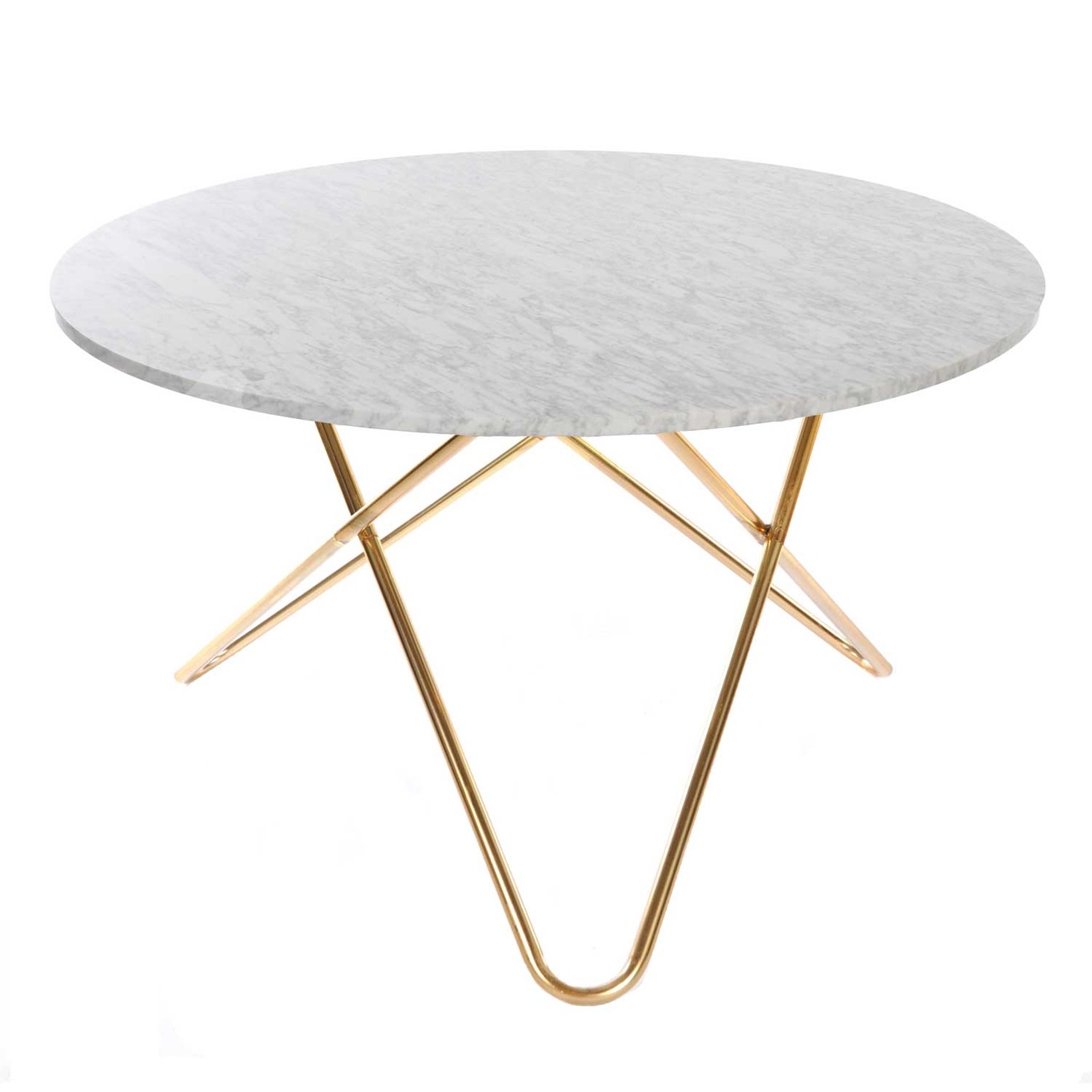 Big O Dining table, Brass frame/White marble