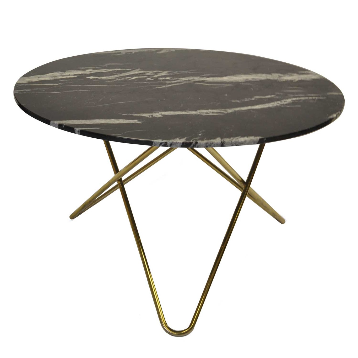 Big O Dining table, Brass frame/Black marble