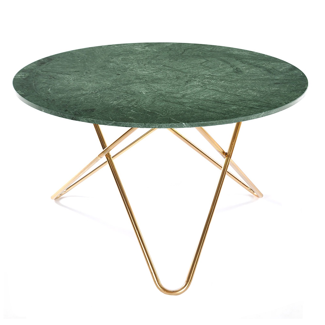 Big O Dining table, Brass frame/Green marble