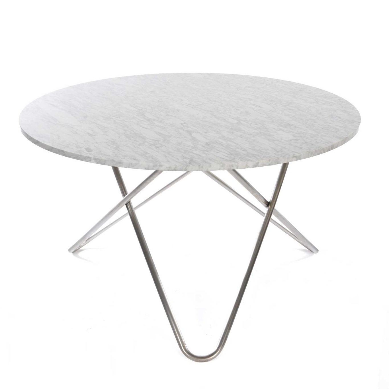 Big O Dining Table, Steel frame/White marble