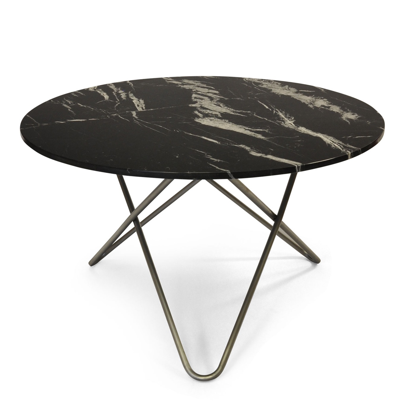 Big O Dining Table, Steel frame/Black marble