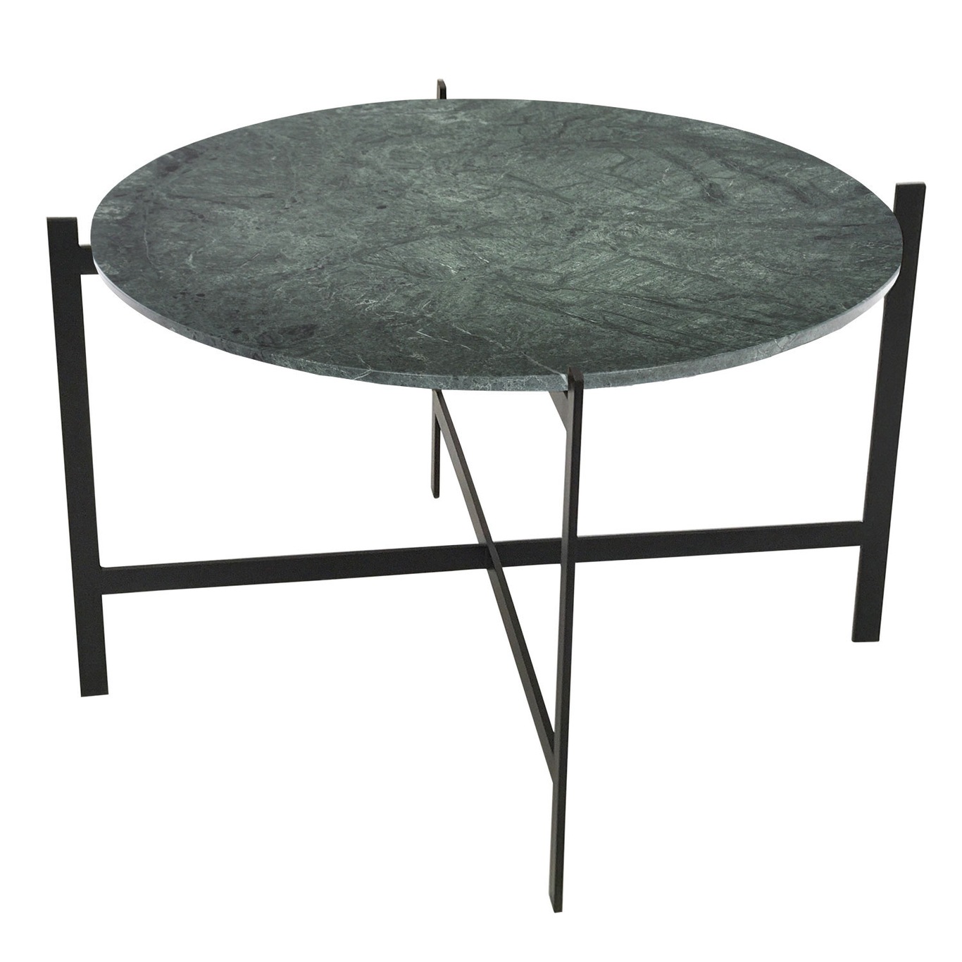 Deck Large Table, Black Base, Green Marble