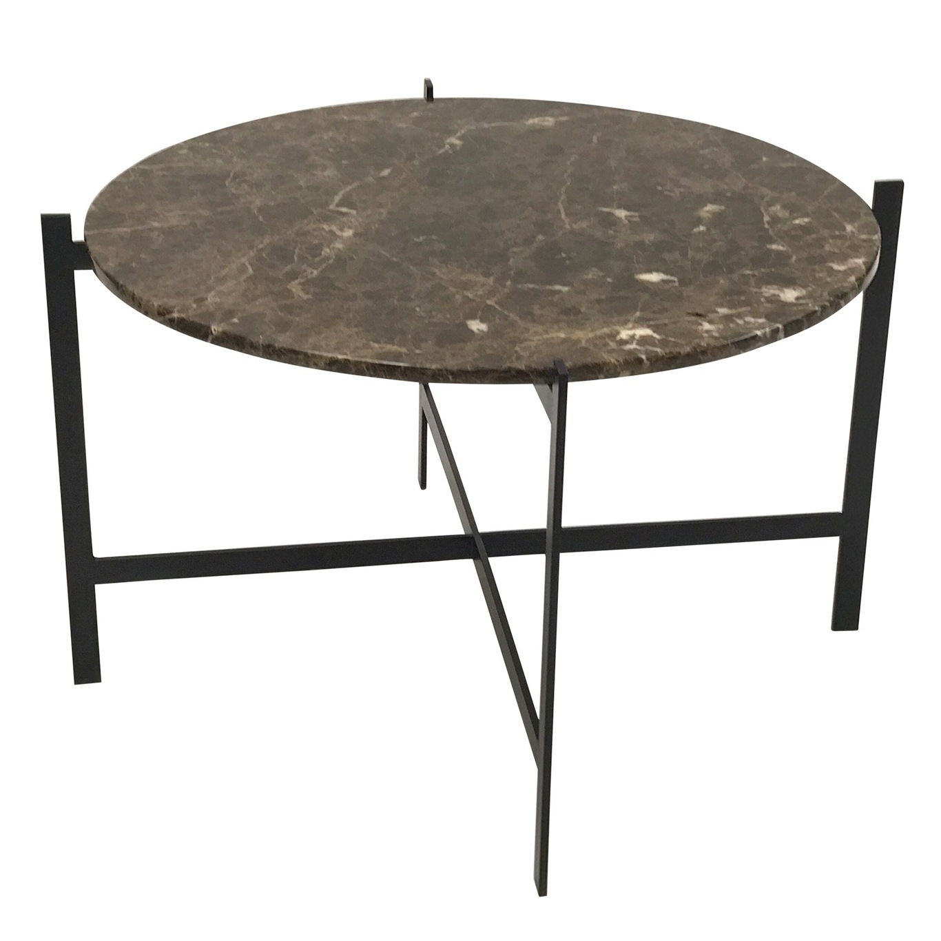 Deck Large Table, Black Base, Brown Marble