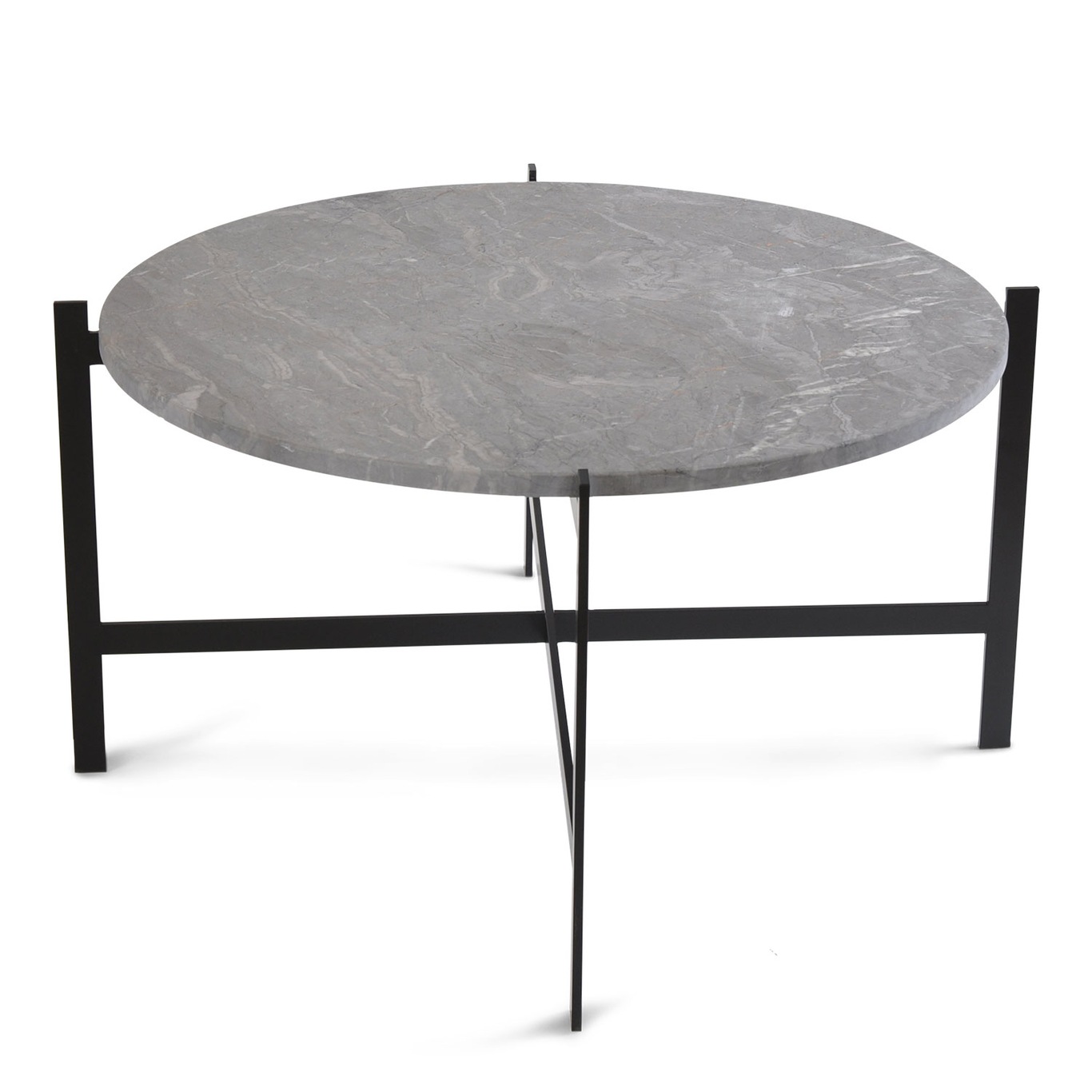 Deck Large Table, Black Base, Grey Marble