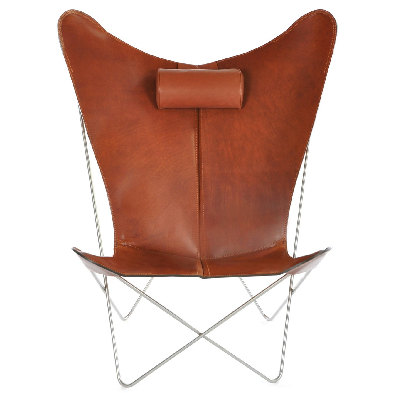 KS Bat Chair, Steel Frame, Leather Konjak