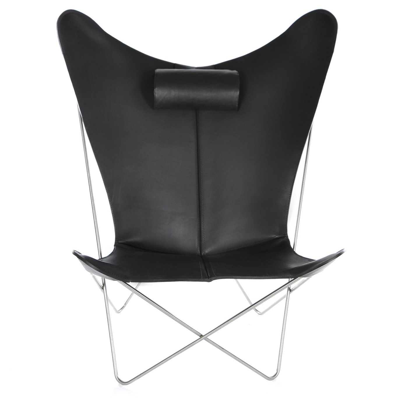 KS Bat Chair, Steel Frame, Leather Black
