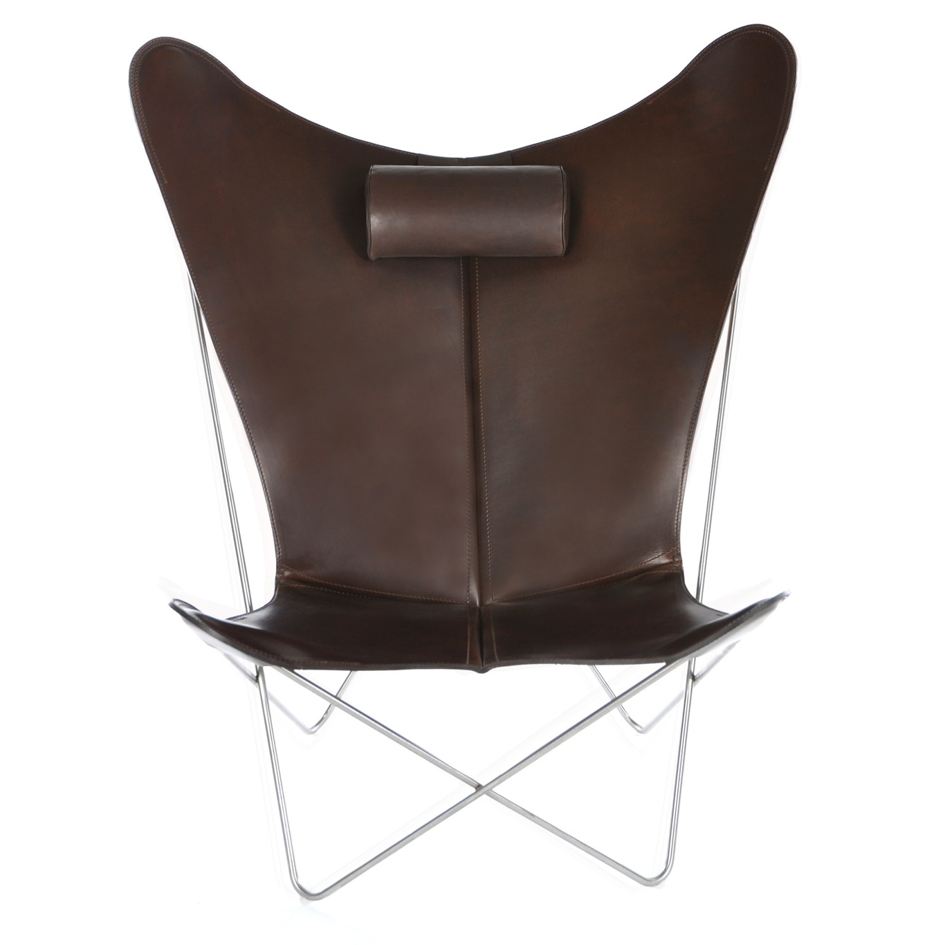 KS Bat Chair, Steel Frame, Leather Mocca