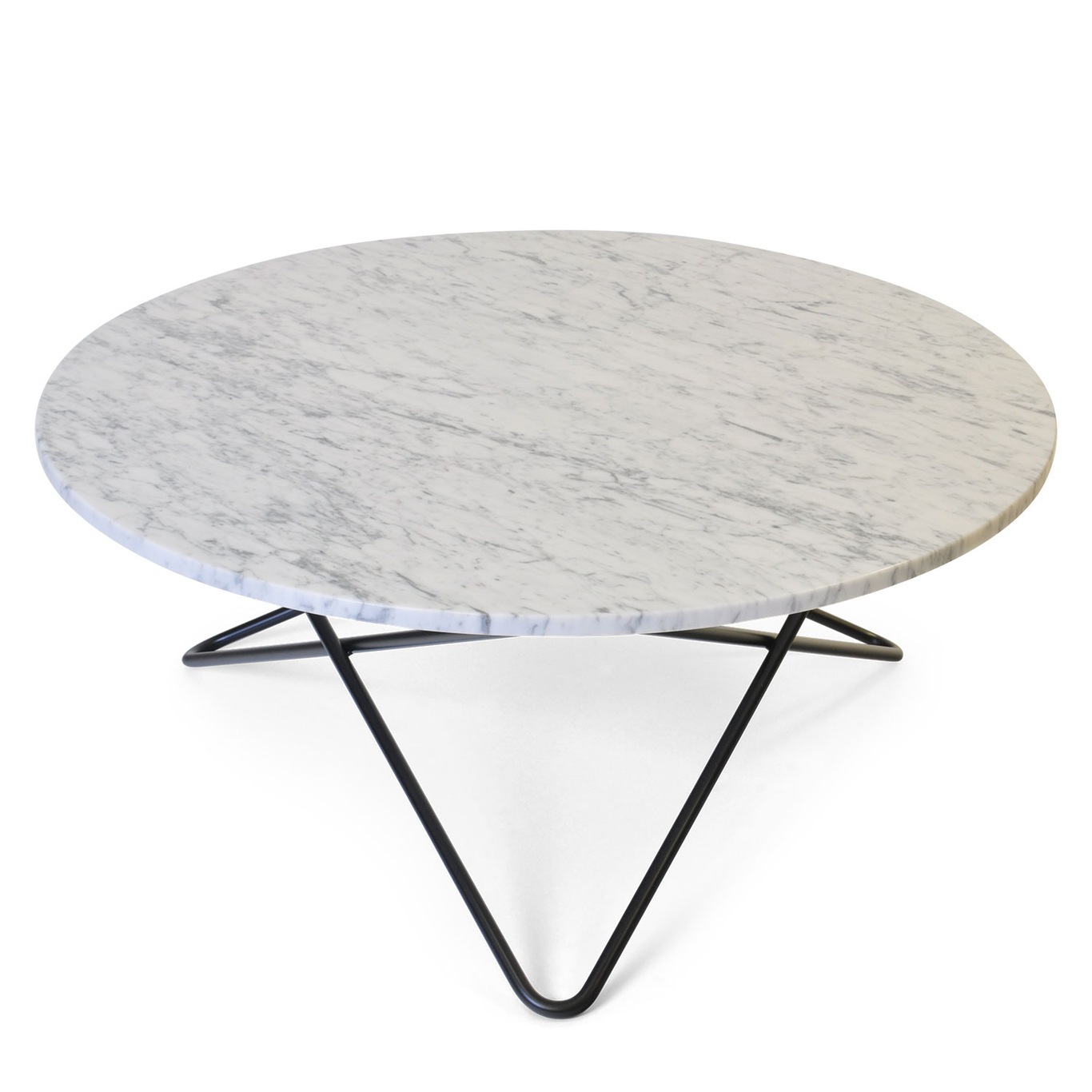 Large O Coffee Table Ø100 cm, Black frame/White marble