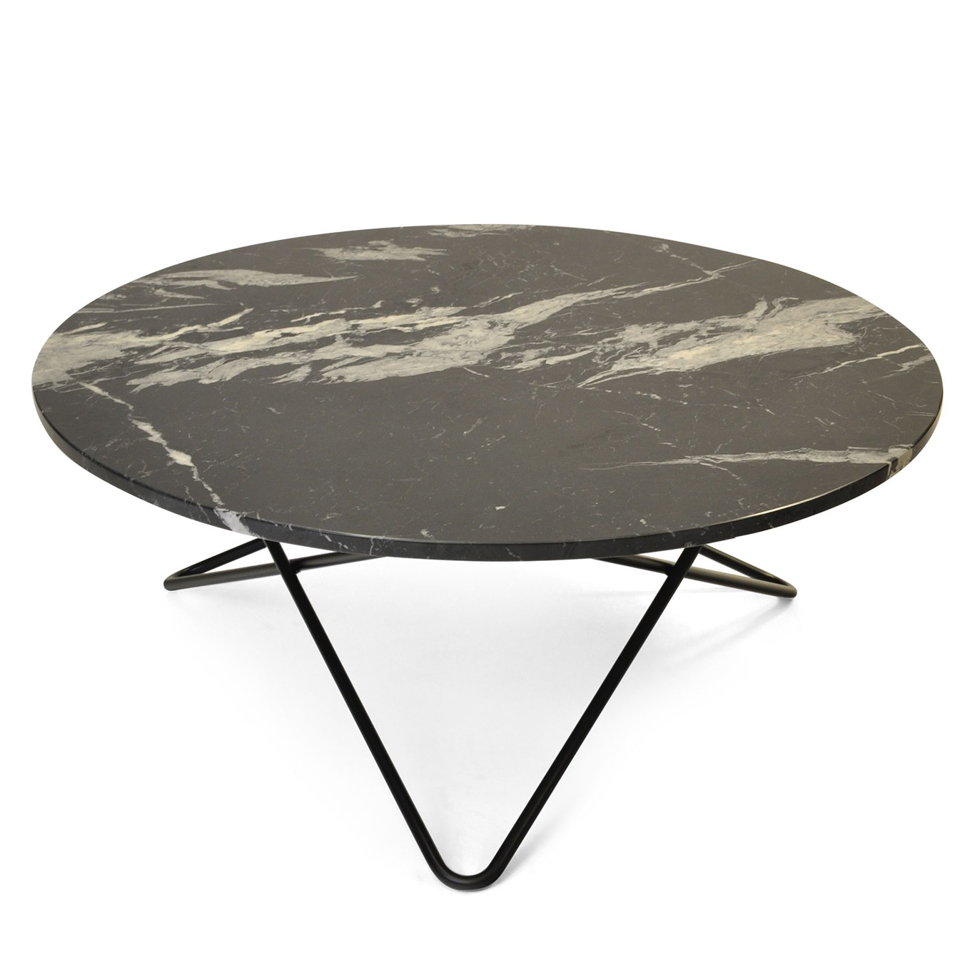 Large O Coffee Table Ø100 cm, Black frame/Black marble