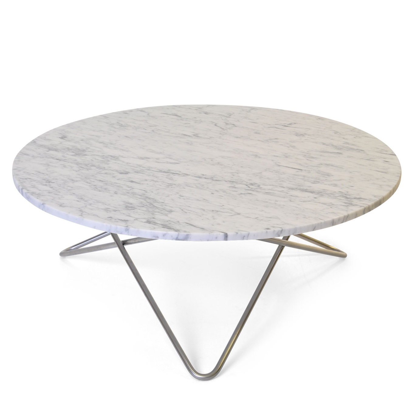 Large O Coffee Table Ø100 cm, Steel frame/White marble