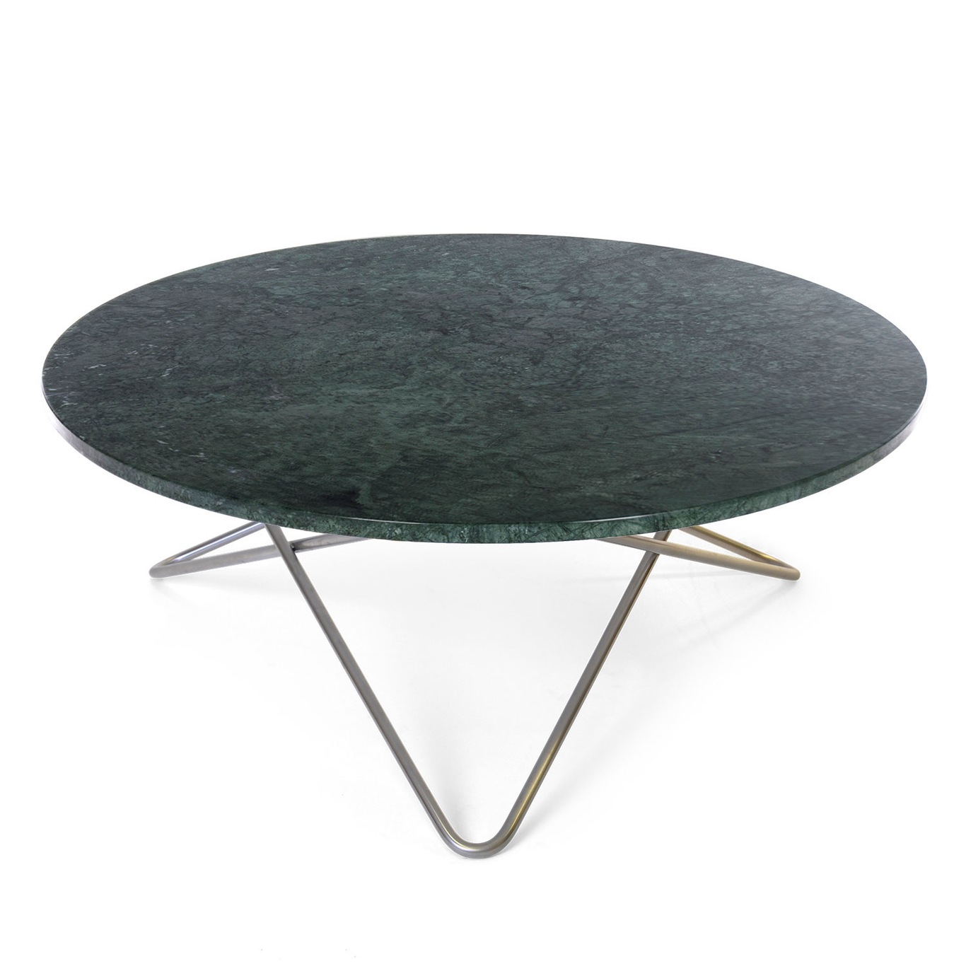 Large O Coffee Table Ø100 cm, Steel frame/Green marble