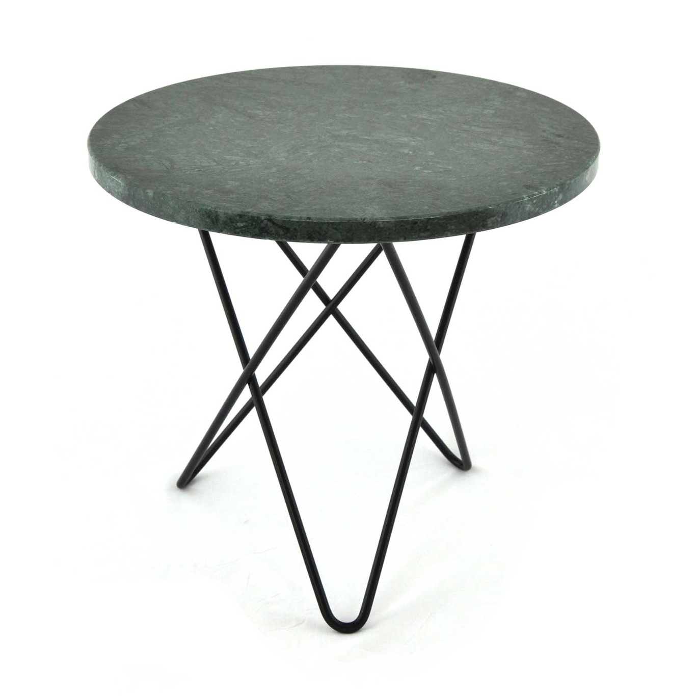 Mini O Side Table Ø40 cm, Black/Green marble