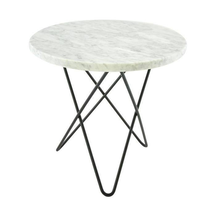 Mini O Side Table Ø40 cm, Black frame/White matt marble