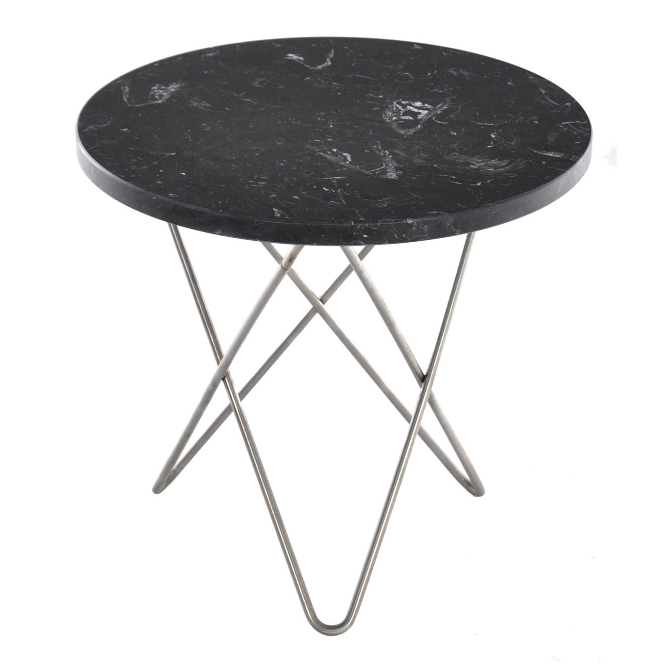 Mini O Side table Ø40 cm, Steel frame/Black marble