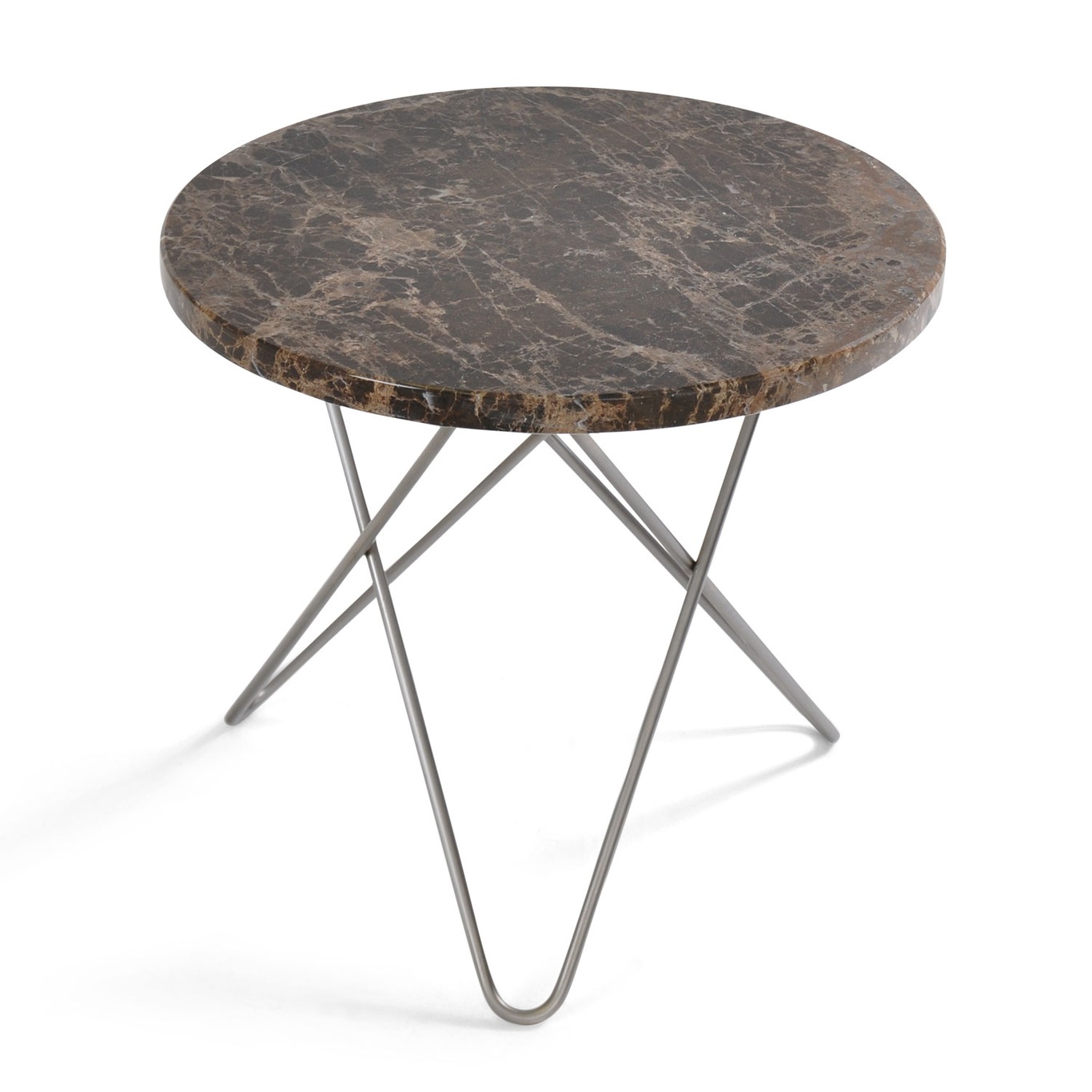 Mini O Side table Ø40 cm, Steel frame/Brown marble