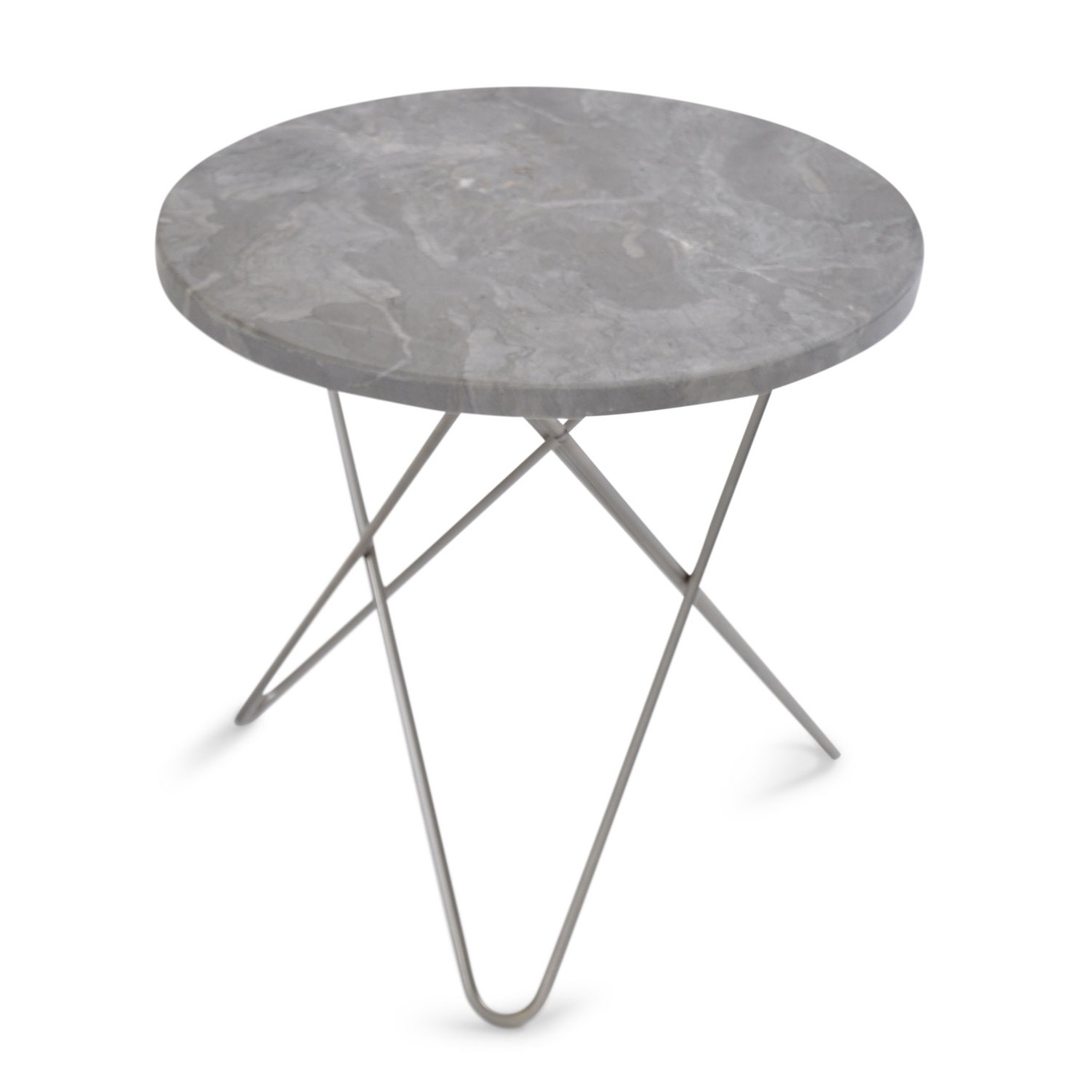 Mini O Side table Ø40 cm, Steel frame/Grey marble