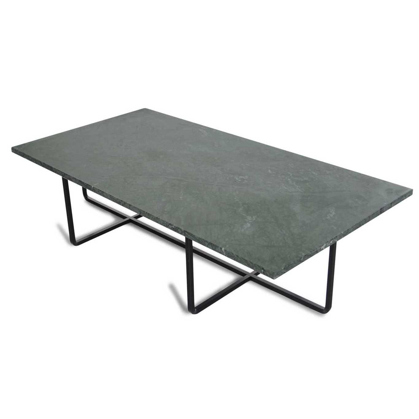 Ninety Coffee Table 120x60x30cm, Black Base, Green Marble