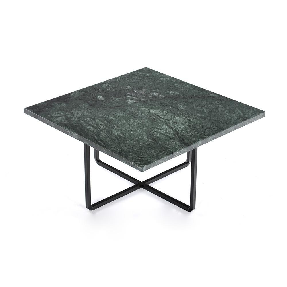 Ninety Coffee Table 60 cm, Black Base, Green Marble