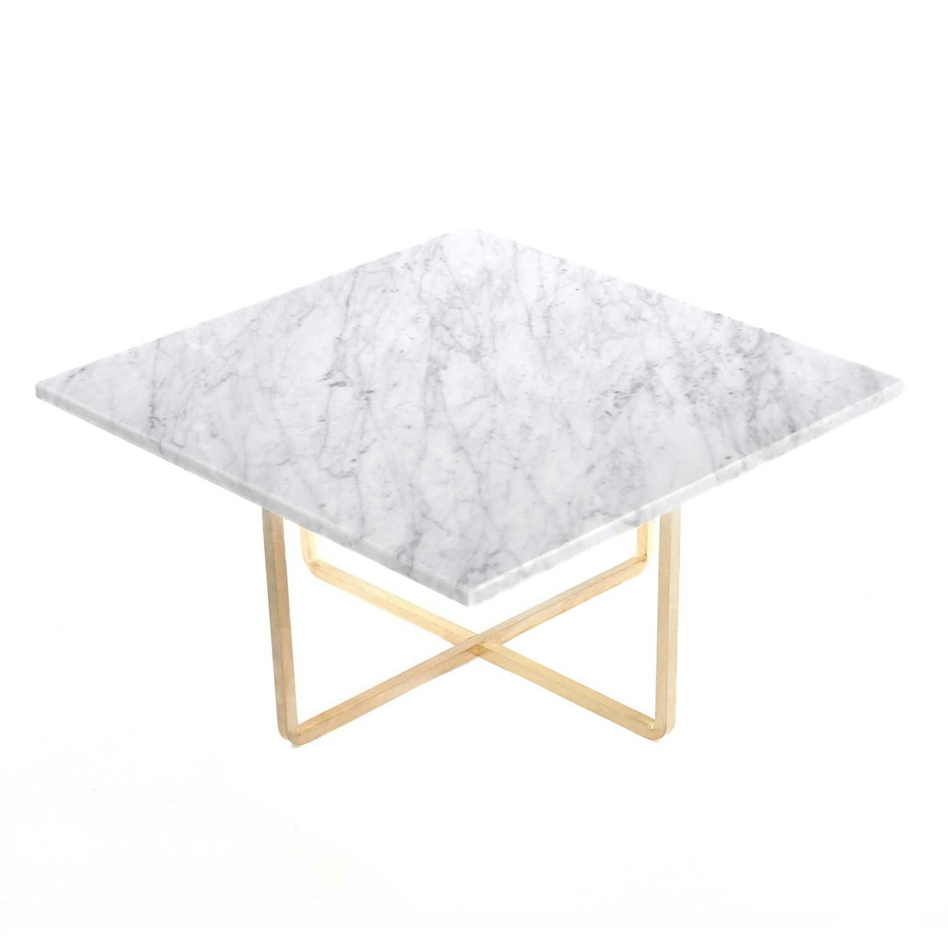 Ninety Coffee Table 60 cm, Brass Base, White Marble