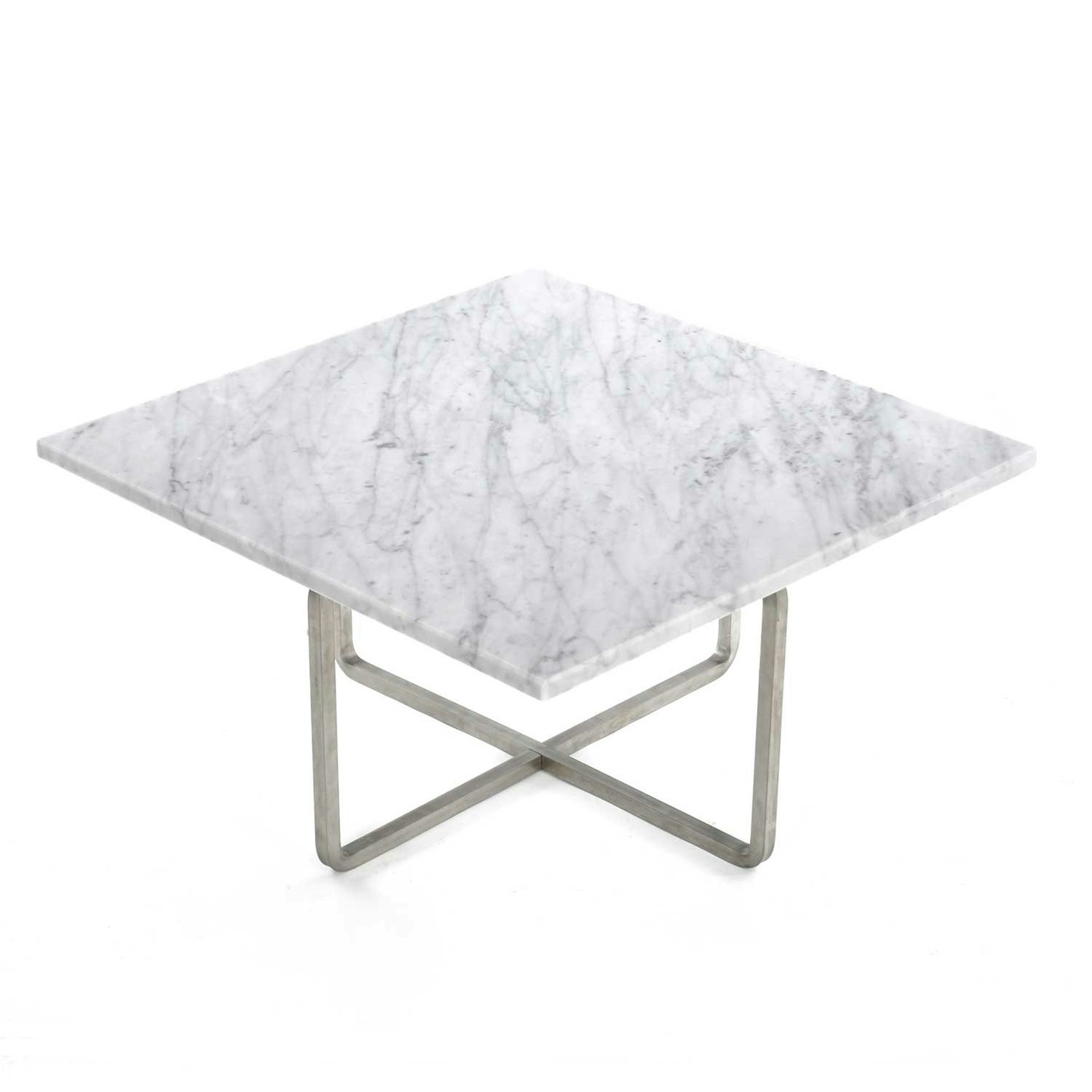 Ninety Coffee Table 60 cm, Steel Base, White Marble