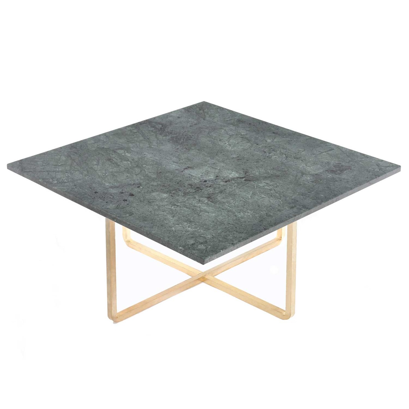 Ninety Coffee Table 80 cm, Brass Base, Green Marble